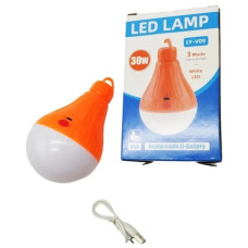 Аккумуляторная LED лампочка, 30W, белый свет, оранжевая Аккумуляторная LED лампочка, 30W, белый свет, оранжевая
